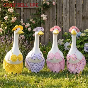 Hawaiian Porch Goose Costume, Summer Lawn Goose, Yard Goose Dress, 23 Inch Statue Garden Decoration, Cute Vibrant Fun Playful Bikini Goose Outdoor Decor, Adorable Garden Statue