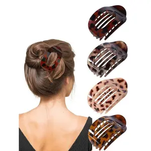 4 Counts Set Randon Color Leopard Pattern Hair Claw Set,Fashionable Hair Accessories for Women & Girls,Casual Versatile Hair Accessories for,Daily Wear.