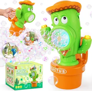 Cactus Bubble Machine, Automatic Bubble Blower with Music & Wiggle Action, Portable Handheld Bubble Maker with Lights, Birthday Gifts for Toddlers, Party Favors Toys, Easter Basket Stuffers for Kids