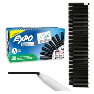 EXPO Dry Erase Markers, Low Odor Ink, Black, Fine Tip, 40 Count