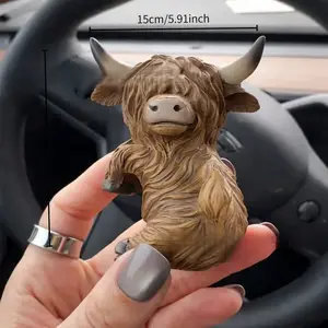 Highland Cow Resin Craft Figurine Ornament Home Decor for Living Room Desktop Decoration