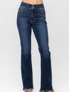 Yazzy Judy Blue Hw Vintage Frayed Hem Bootcut Jean