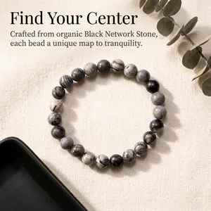 Black Raw Stone Round Beads Bracelet - Fashion Costume Jewelry, Daily Casual Accessory, Minimalist Design for Versatile Nighttime Protection