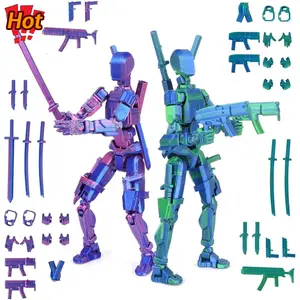 Twin Spectre T13 3D Action Figure Set(Completed assembly model), 3D Printed Multi-Jointed, Titan 13 Action Figures, Multi-Articular Lucky Mobile Robot Nova T-13,Desktop Decorations for Game Lovers Toys Valentine's Day gift for boys