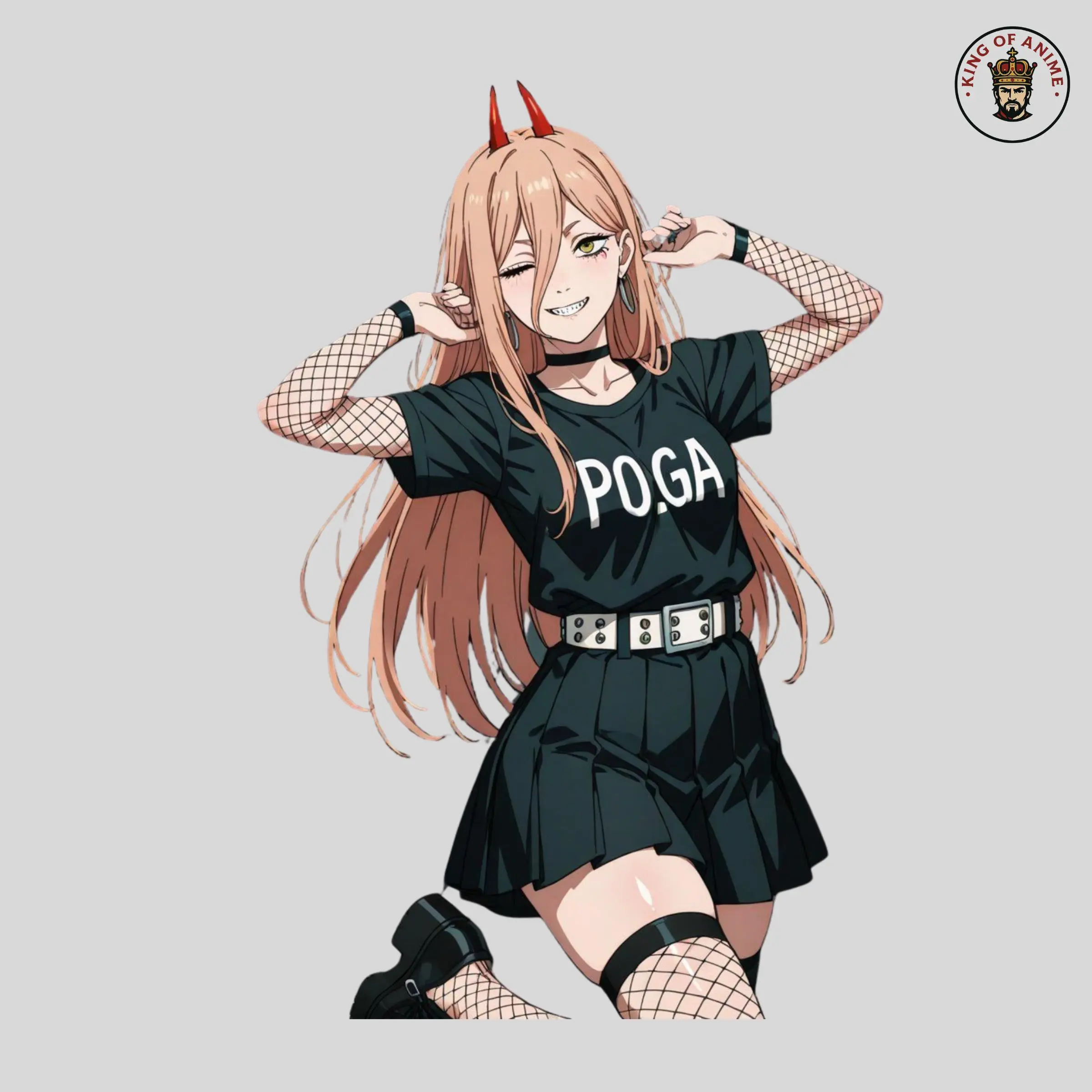 Power in Black Outfit Sticker – Cute Punk Anime Waifu Vinyl Decal for Laptop and Water Bottle