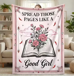 Book Themed Cozy Throw Blanket - Women's Reader Gift, Dark Romance Nerd Essential for Snuggling Reading Sessions, BookTok Bed Sofa Textile
