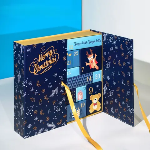 Christmas Advent Calendar 2027, DIY Paper Box Gift Set, 25 Pieces, Countdown Calendar, Reusable, Christmas Cookies Candy Packaging