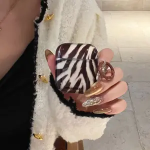 Vintage Irregular Stripe Earphone Case with Hanging Loop, Compatible with Apple AirPods Pro 2/pro/4/3/2, Stylish Protective Cover