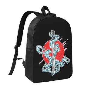 Japanese Katana Backpack 17in Street Style Casual Daypack Lightweight Bookbag