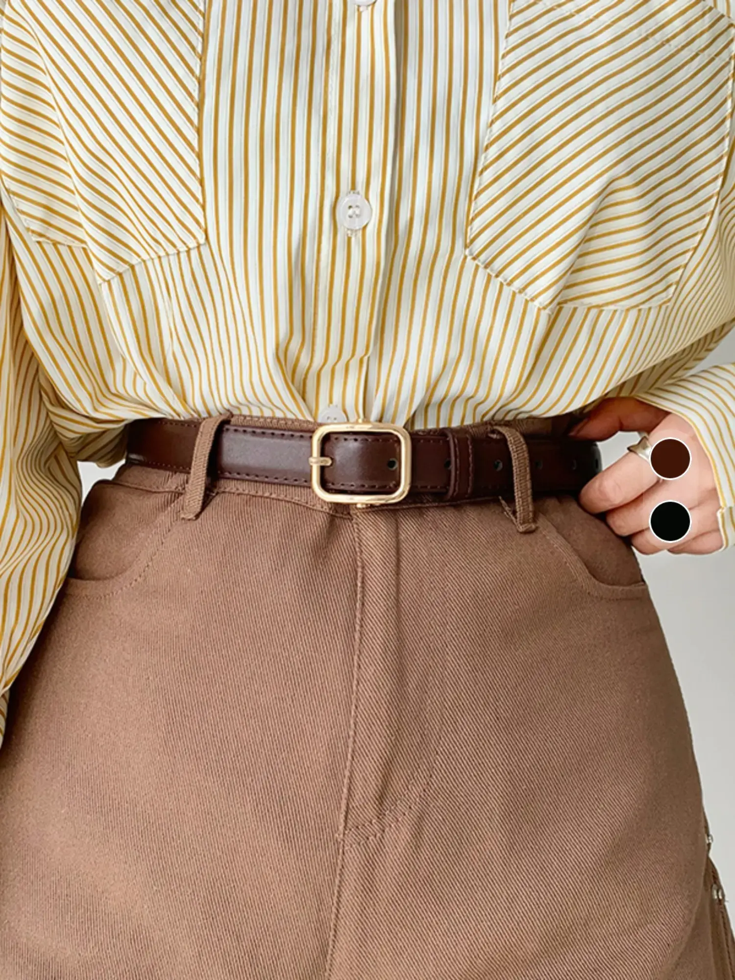 Women's Solid Color PU Buckle Belt, Fashionable Waistband for Daily Clothing Decoration, Trendy All-match & Exquisite Belt for Birthday Gift, Casual Waist Belt, Casual Dress Belt, Belt with Buckle