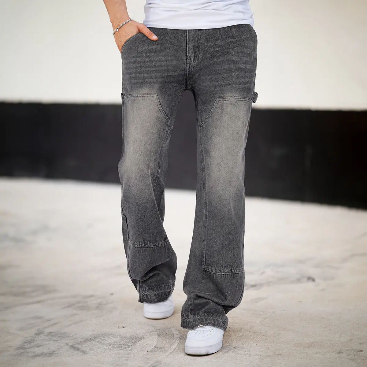 Men's Baggy Jeans Vintage Stacked Hip Hop Denim Pants Fashion Wide Leg Streetwear Trousers Carpenter Jean Fathersdaygift Denim Flare Pants