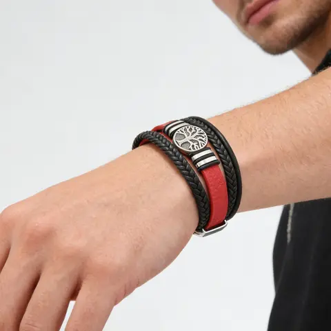 Fashion Trend Braided Pu Leather Rope Bracelet, Fashionable Bracelet Style, Casual Simple Punk Style Multi-layer Men's Bracelet for Party, Daily Clothing Decor, Jewelry for Birthday Gift