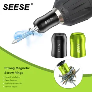SEESE 2PCS Strong Magnetic Screw Rings – Universal 1/4(6.35mm) Fit for Hex Screwdrivers & Power Drill Bits