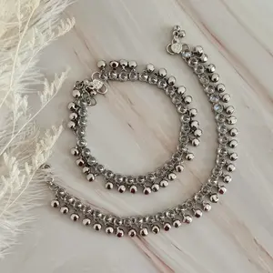 Floral Design Anklets with Bells - High Grade Alloy Faux Stones & Pearl Beads - 25.4cm One Size Fits All - Perfect for Casual & Semi-Formal Looks