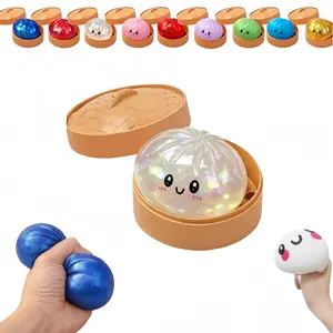 Rainbow Glitter Dumpling Stress Ball Soft Squishy Toy for Anxiety Relief and Stress Relief