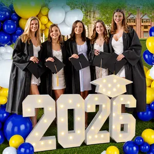 2026 Graduation Party DIY Decorations - 2.3FT Pre-Cut 2026/GRAD/26 Marquee Letter Sign with Light - DIY Mosaic Foam Board Includes Glue Gun Balloons for Kindergarten Preschool College Prom tiktokshopspringglowup summervibes