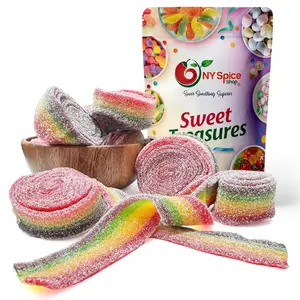 NY Spice Shop Rainbow Sour Belts - Tart Gummies, Chewy Rainbow Candy Ribbons, Sour Fruit Strips, and Sour Rope Treats - Sour Belts Pack Snack Sugar