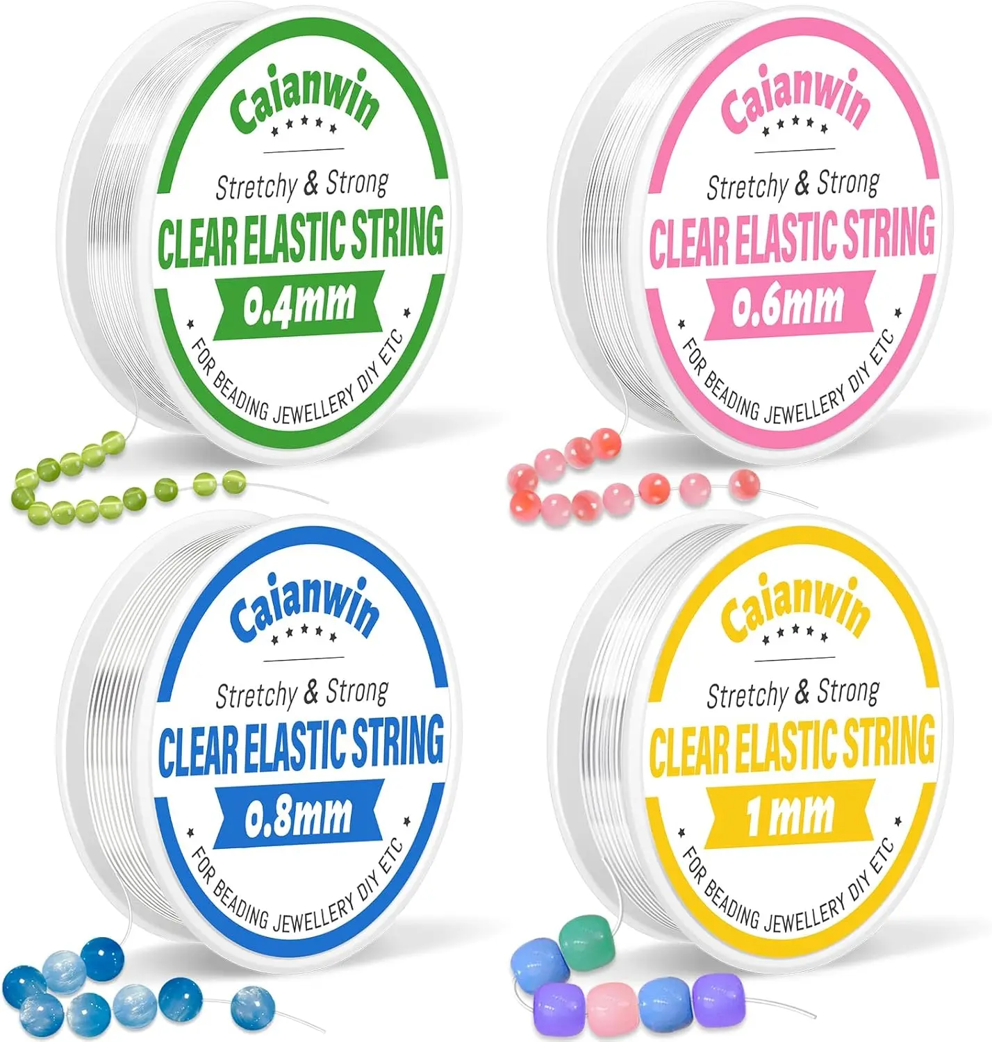Elastic Bracelet String Cord Set 4 Rolls Stretchy Bracelet String 0.4mm ...