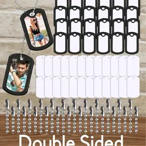 Personalized Double Sided Dog Tag with 23.6 inch Chain & Military Silicone Silencer Customizable Gift for Him/Her