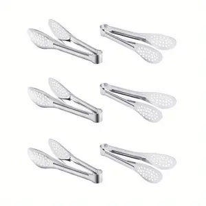 6 Pack Serving Tongs Silver Tongs 7 Inch Serving Utensils Stainless Steel Serving Tongs for Salad Buffet Appetizer Dessert Tong for Food Parties