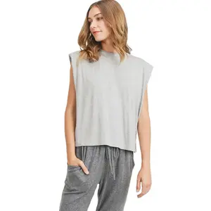Padded Shoulder Sleeveless Top