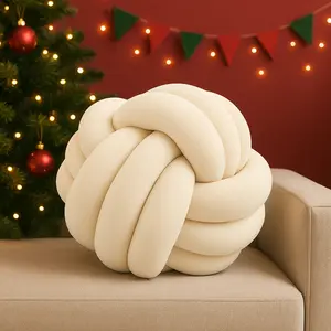 Decorative Throw Knot Pillow Ball for Home Chair Sofa Couch Bed Aesthetic Round Decor Pillows Lambswool Knotted Pillow Cushion (11 inches) Decorative Cushions