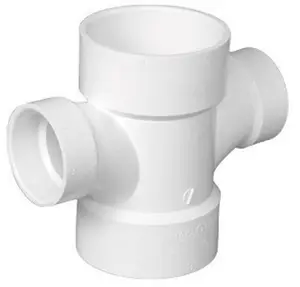 Charlotte Pipe & Foundry PVC004291200HA PVC -DWV Double Sanitary Tee, 3 x 3 x 2 x 2 in.
