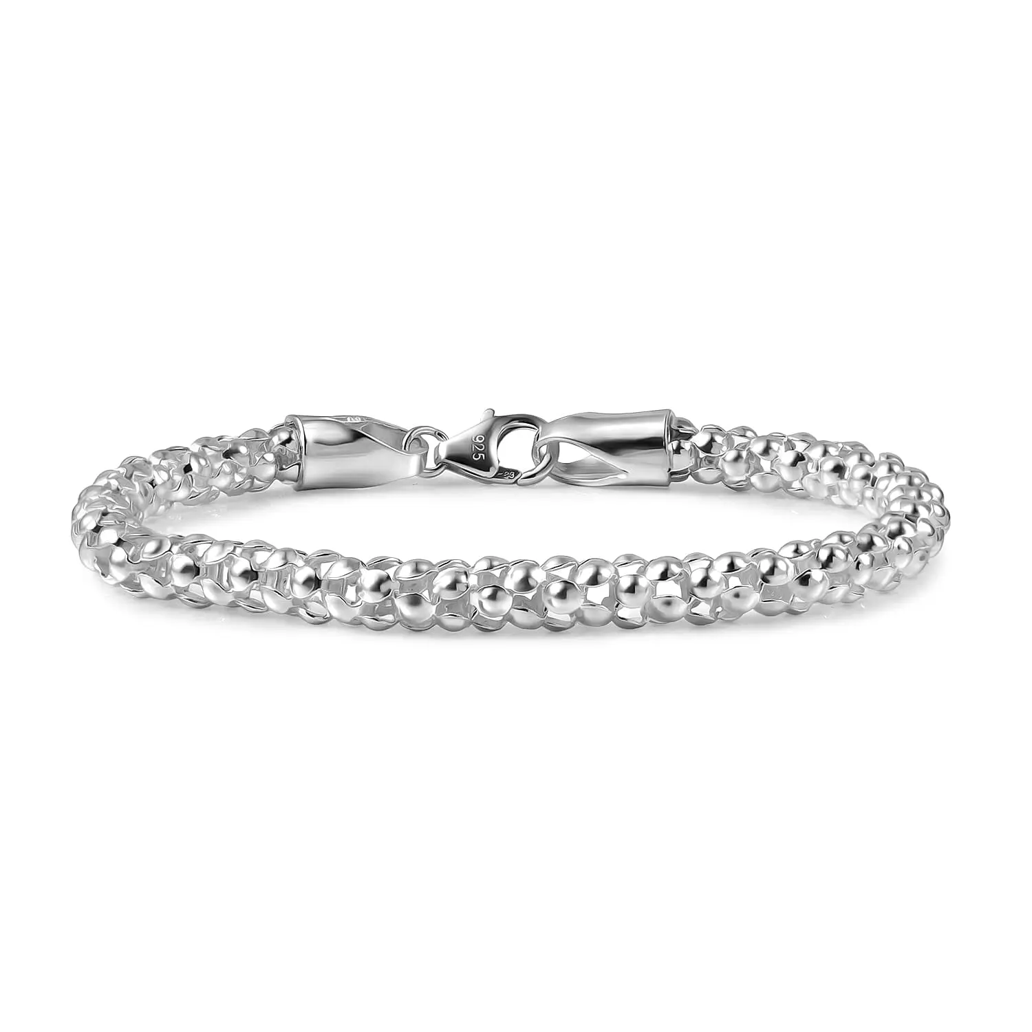 D'Joy Popcorn Bead Chain Bracelet in Sterling Silver (7.25 In) 8.90 Grams