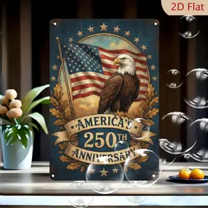 America's 250th Anniversary Metal Tin Sign | Metal Plaque Showing Flag to Honor 1776-2026 Legacy | Perfect for Bars, Bedrooms, Living Rooms as Patriotic 250-Year Celebration Decor