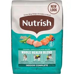 Nutrish Indoor Complete Premium Natural Dry Cat Food, Chicken with Lentils & Salmon Recipe, 14 Pounds (Packaging May Vary)