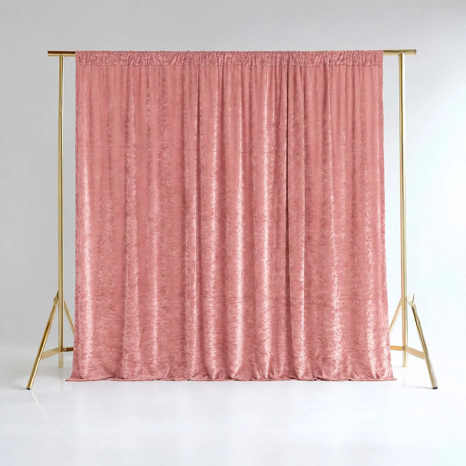 Dusty Rose Crushed Velvet Backdrop Curtain – 8ft x 8ft Event Drape with Rod Pocket, Privacy Panel for Photo Booths & Events