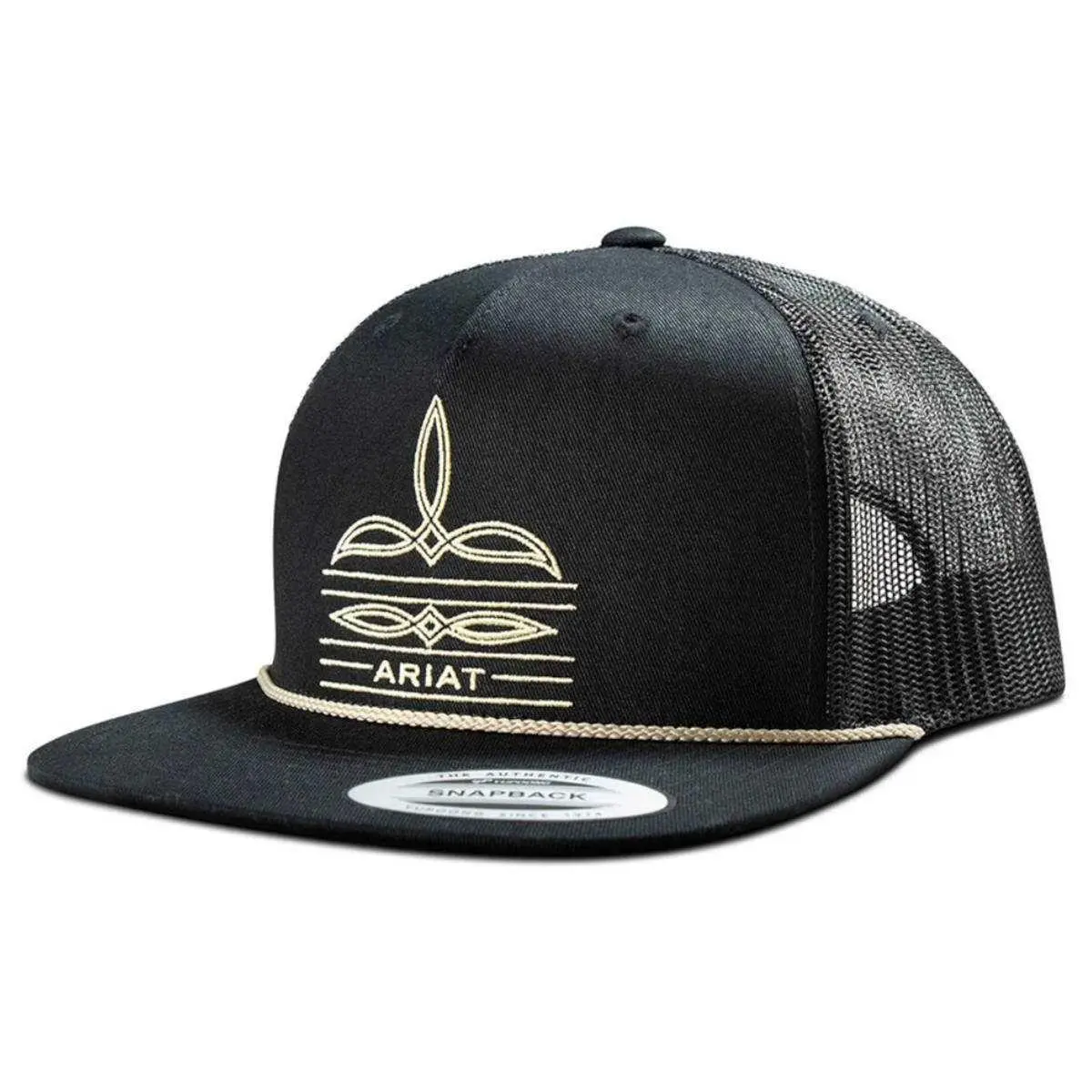 Ariat Unisex Boot Stitch Embroidery Black Mesh Back Snapback Hats