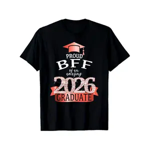 Proud BFF 2026 Graduate T-Shirt with Diploma Design - Heavyweight 180gsm Crew Neck Tee for Best Friend Forever Graduation Gift for Women & Men, Plus Size 1XL-5XL (Black) - Matching Diploma HolderUnisex 2026 Black T-Shirt
