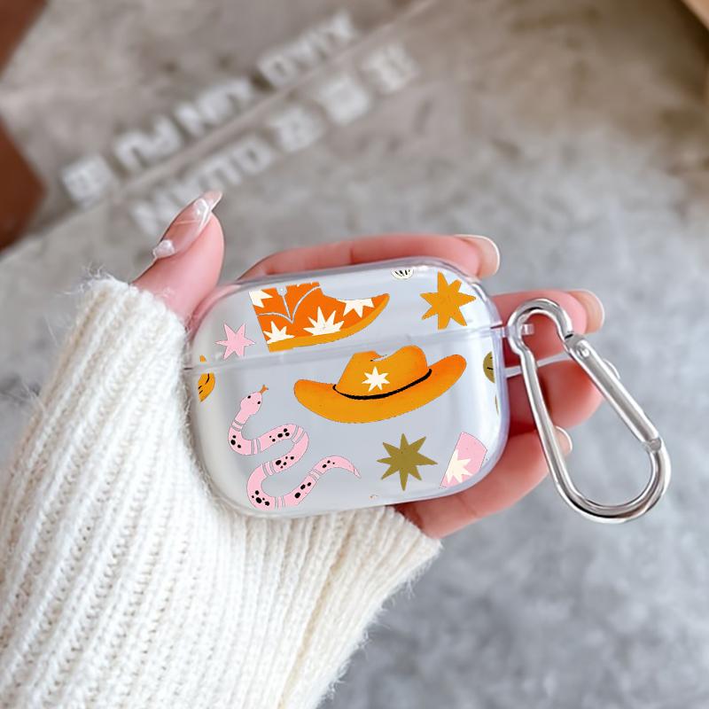 Cowboy Star Boots Pattern Protective Case for AirPods 4/3/2/1/Pro/Pro2 Soft TPU Earphone Cover, Transparent with Keychain Cowboy Star Boots Pattern Protective Case for AirPods 4/3/2/1/Pro/Pro2 Soft TPU Earphone Cover, Transparent with Keychain