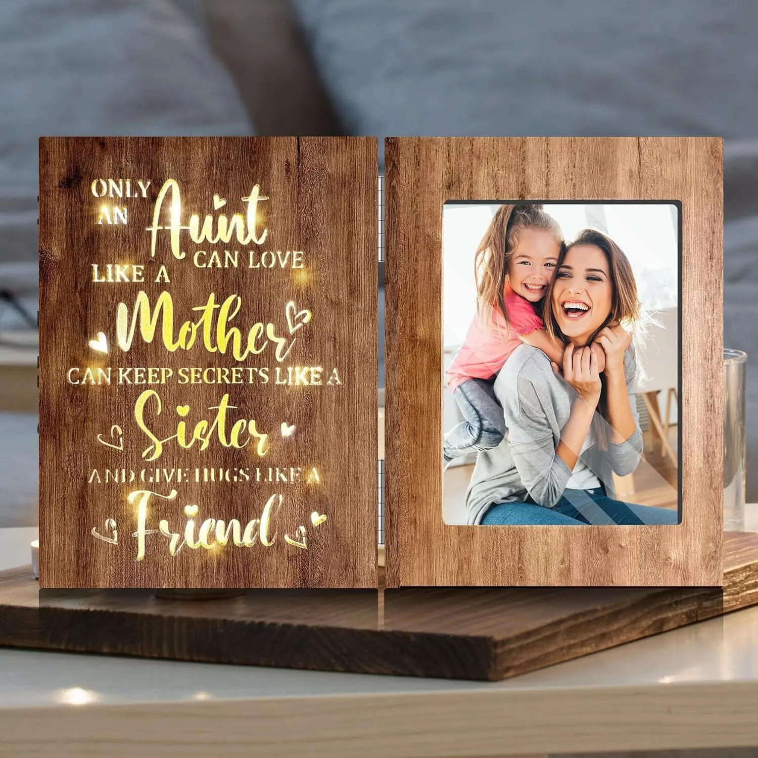 Aunt Gifts from Niece for Mothers Day, Mothers Day Gifts for Aunt, Brown Glowing 4x6 Picture Frame for Wall/Tabletop