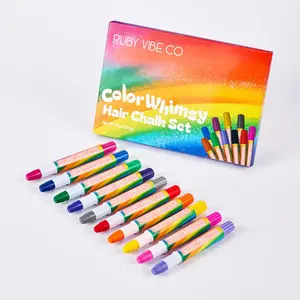 [RUBY VIBE CO] ColorWhimsy Washable Hair Chalk Set 10 Non-Toxic Temporary Color Pens for Fun Style Skin-Friendly Easy to Wash Perfect for Creative Hairstyles and Party Favors