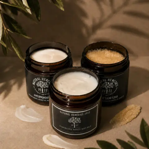 Organic Coconut Shea Detox Body Care Set - Hyperpigmentation Cream, Sugar Scrub, Miracle Body Balm (Bundle of 3)