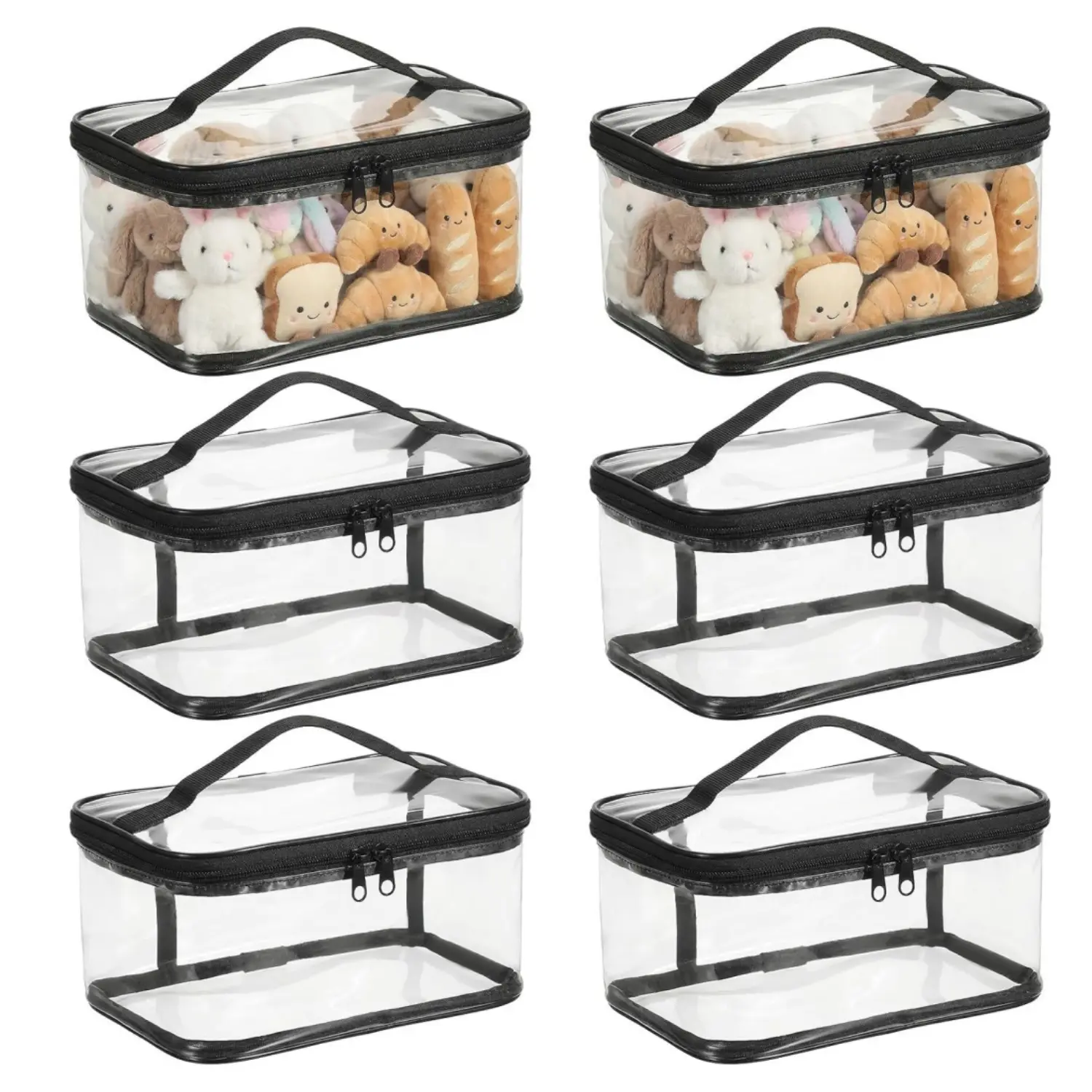 6 Pack Clear Toy Storage Bag 9"x 7"x 4" Waterproof Transparent PVC Toy Organizer Case for Lego Bricks, Board Games, Building Blocks, Puzzles (Black) - Home Improvement.