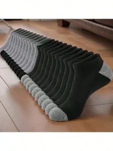 Short High Elastic Color Block Socks, Sporty Style, All Seasons, Comfortable Durable Daily Wear, Boat Type Socks