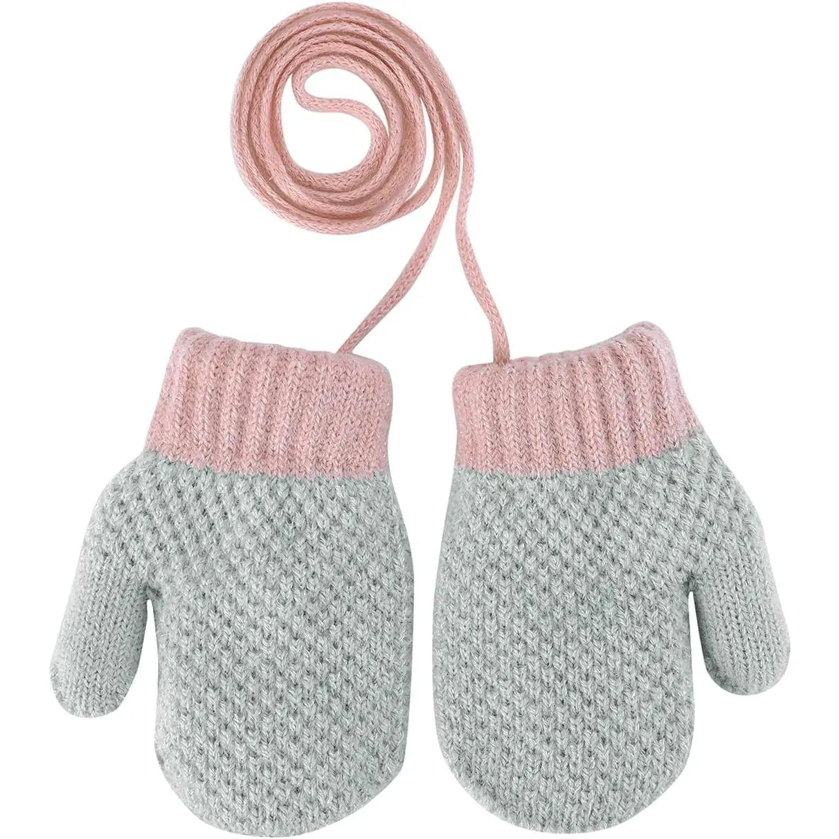 X-GLV05   LOVE Toddler Winter Thermal Gloves Warm Knit Mittens Baby String Plush Gloves 1-3Year