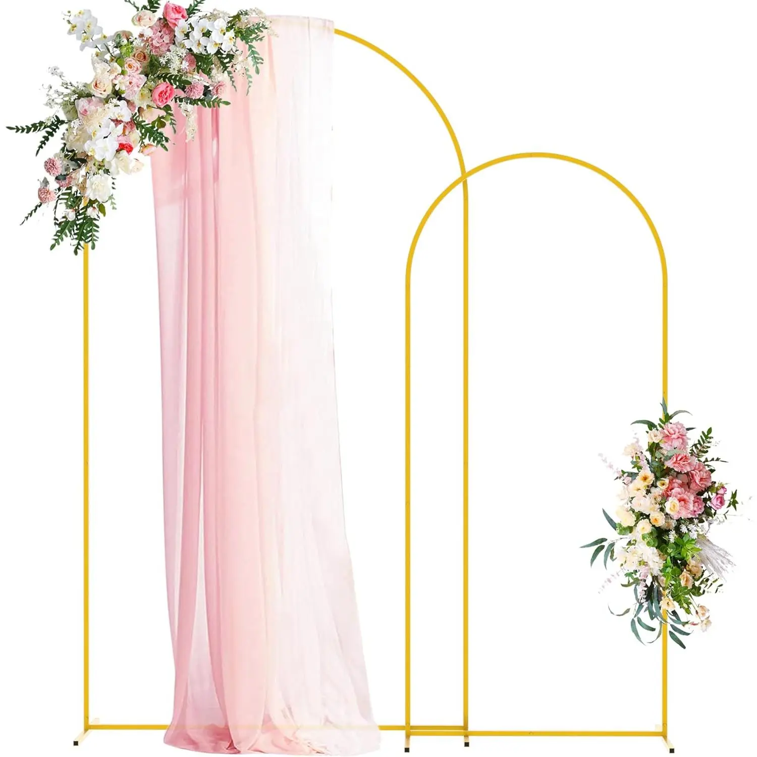 7.2FT and 6FT Gold Metal Wedding Arch Backdrop Stand Set of 2 for Birthday Party Wedding Ceremony Baby Shower Graduation Decoration