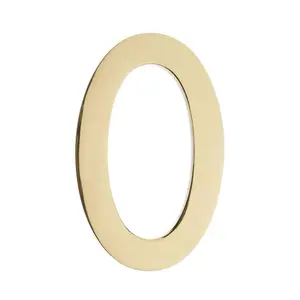 Architectural Mailboxes  Floating House Number 0, Polished Brass - 4 in.
