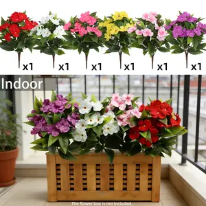 6pcs Artificial Begonia Bouquet, 6 Colors Available, No Water Needed Fake Flowers, Artificial Flower Set, Artificial Flower Arrangements, Perfect for Balcony Indoor Desktop Decoration, Outdoor Fake Flowers