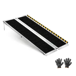 【fathersdaygift】VEVOR Portable Wheelchair Ramp, 5FT, Non-Slip Aluminum Folding Handicap Ramp for Wheelchair, 800 lbs Capacity, Door Threshold Ramps for Home Steps, Stairs, Entry, Threshold, Doorways, Scooter, Curbs