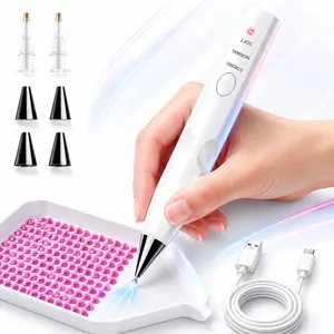 Electric Diamond Painting Pen Kit, Cordless USB-C Rechargeable Diamond Art Tool with Vacuum Pickup, No Wax, 3 Suction Levels, Interchangeable Tips, Low Noise for DIY Craft Lovers