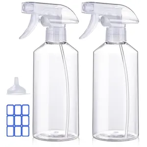 Johnbee Spray Bottles - 16.9Oz/2Pack - Premium Adjustable Spray Bottles for Cleaning - No Leak and Clog Mister Spray Bottle - Spray Bottle for Hair, Plants, Pet, Vinegar, and Rubbing Alcohol Reagent JohnBee