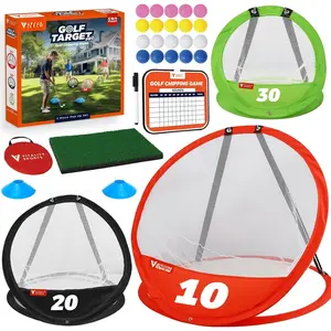 Golf Chipping Net, 3 count Pop-Up Golf Practice Net for Backyard, Indoor Outdoor Chipping  with 3 Targets, 1 Hitting Mat, 20 Balls, Tee Box