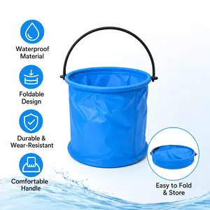 1 Piece Foldable Collapsible Water Bucket, Portable Pail with Handle for Outdoor Fishing Camping and Water Carrying