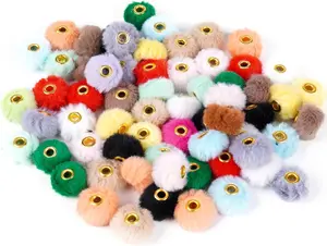 Pom Pom Beads 80 count Mixed Color Soft Puff Beads for Pens Fluffy Fuzzy Beads Faux  Poms Spacer Beads Bulk for DIY  Key Chain Handicrafts Pens Craft Accessories(Fuzzy)