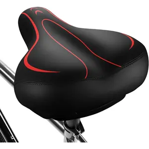 Oversized Bike Seat, Comfortable Bike Seat - Universal Replacement Bicycle Saddle - Waterproof Leather Bicycle Seat with Extra Padded Memory Foam - Bicycle Seat for Men/Women